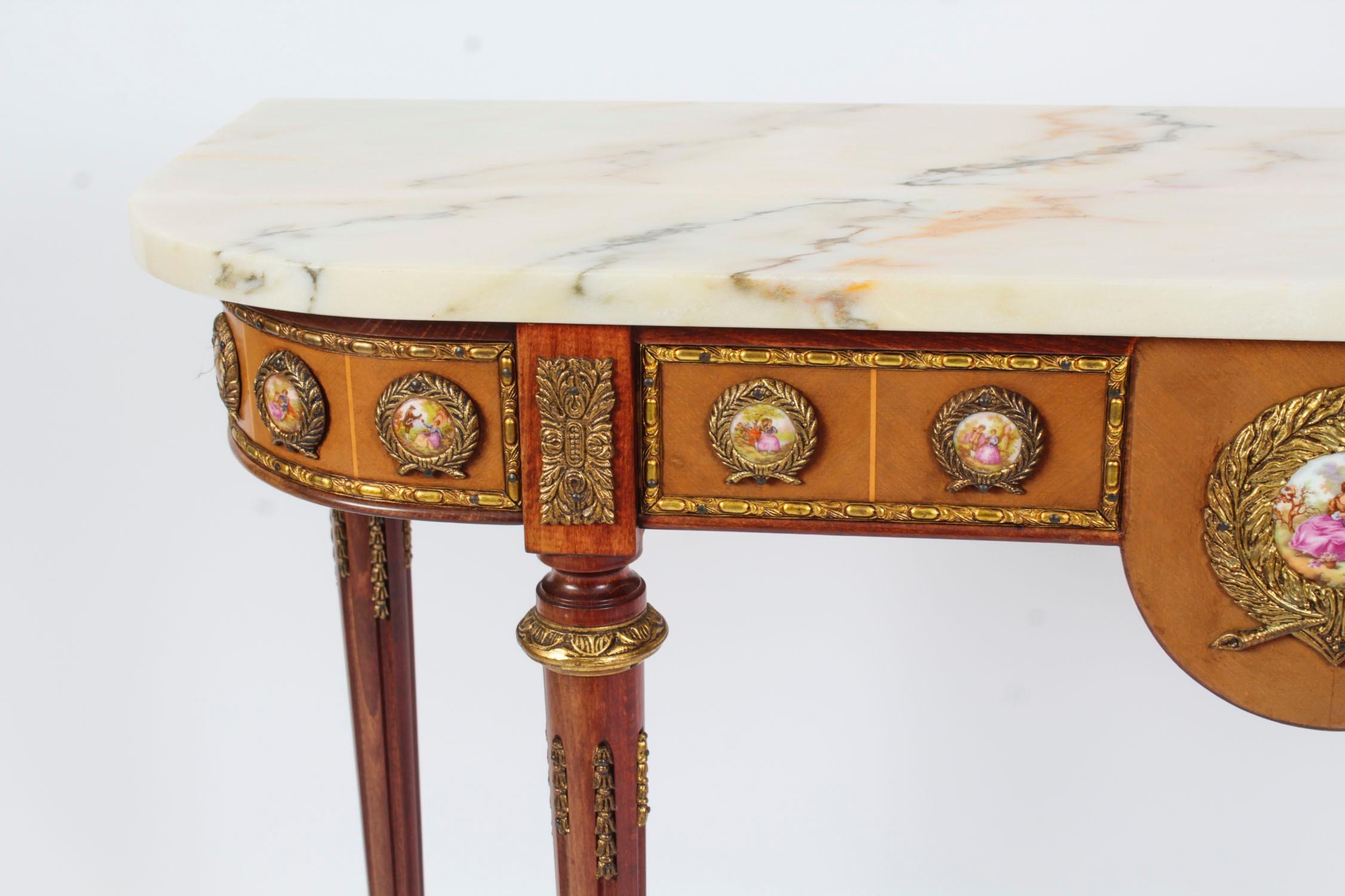 Vintage Ormolu & Porcelain Mounted Console Table by Epstein 20th Century 2