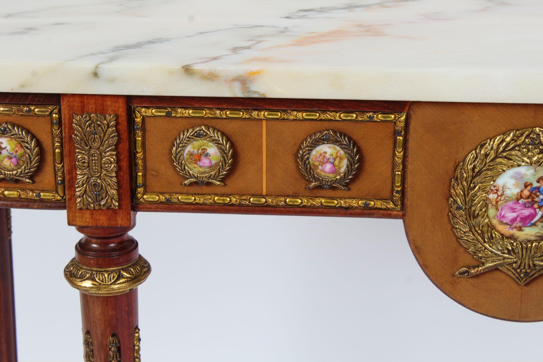 Vintage Ormolu & Porcelain Mounted Console Table by Epstein 20th Century 3