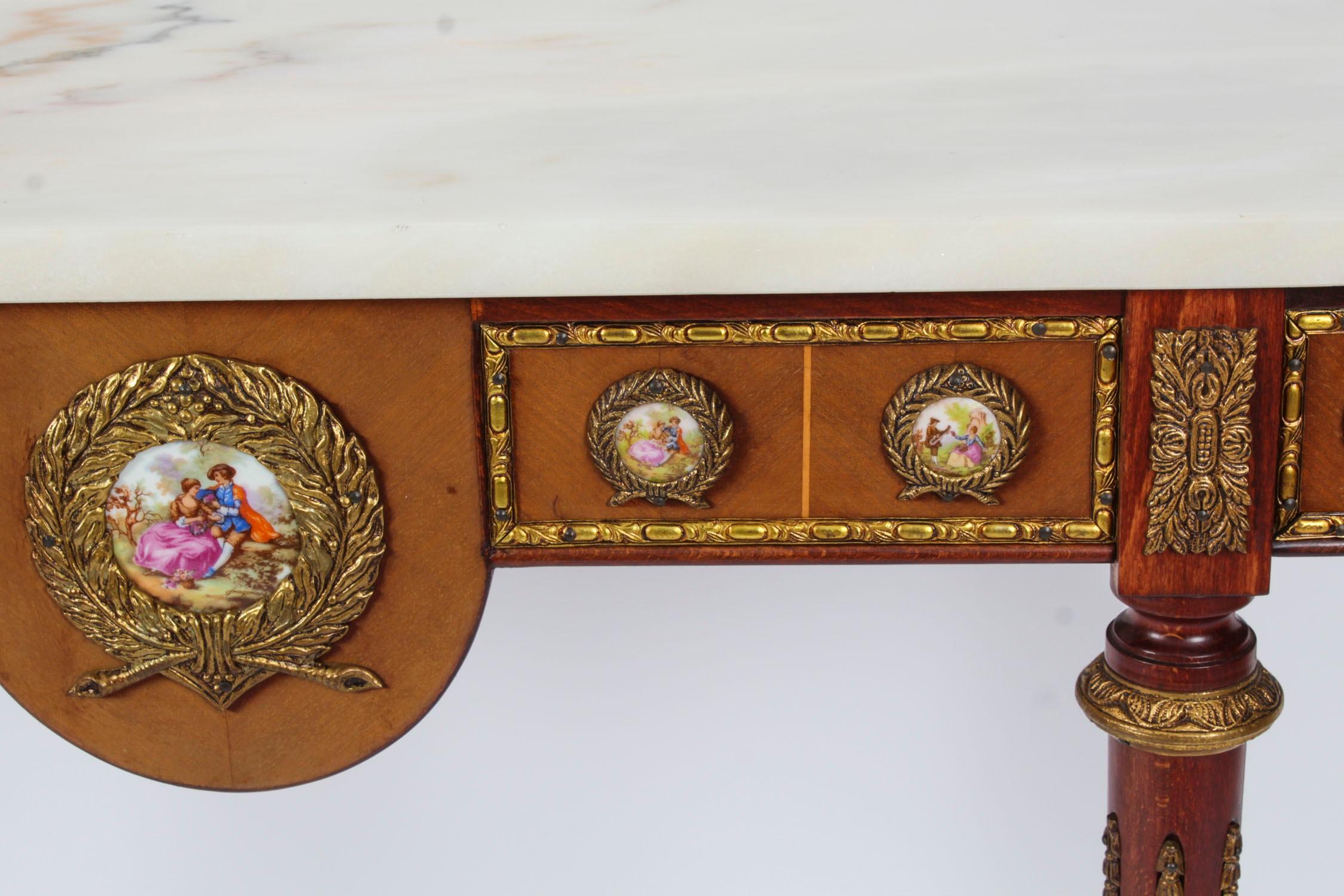 Vintage Ormolu & Porcelain Mounted Console Table by Epstein 20th Century 4