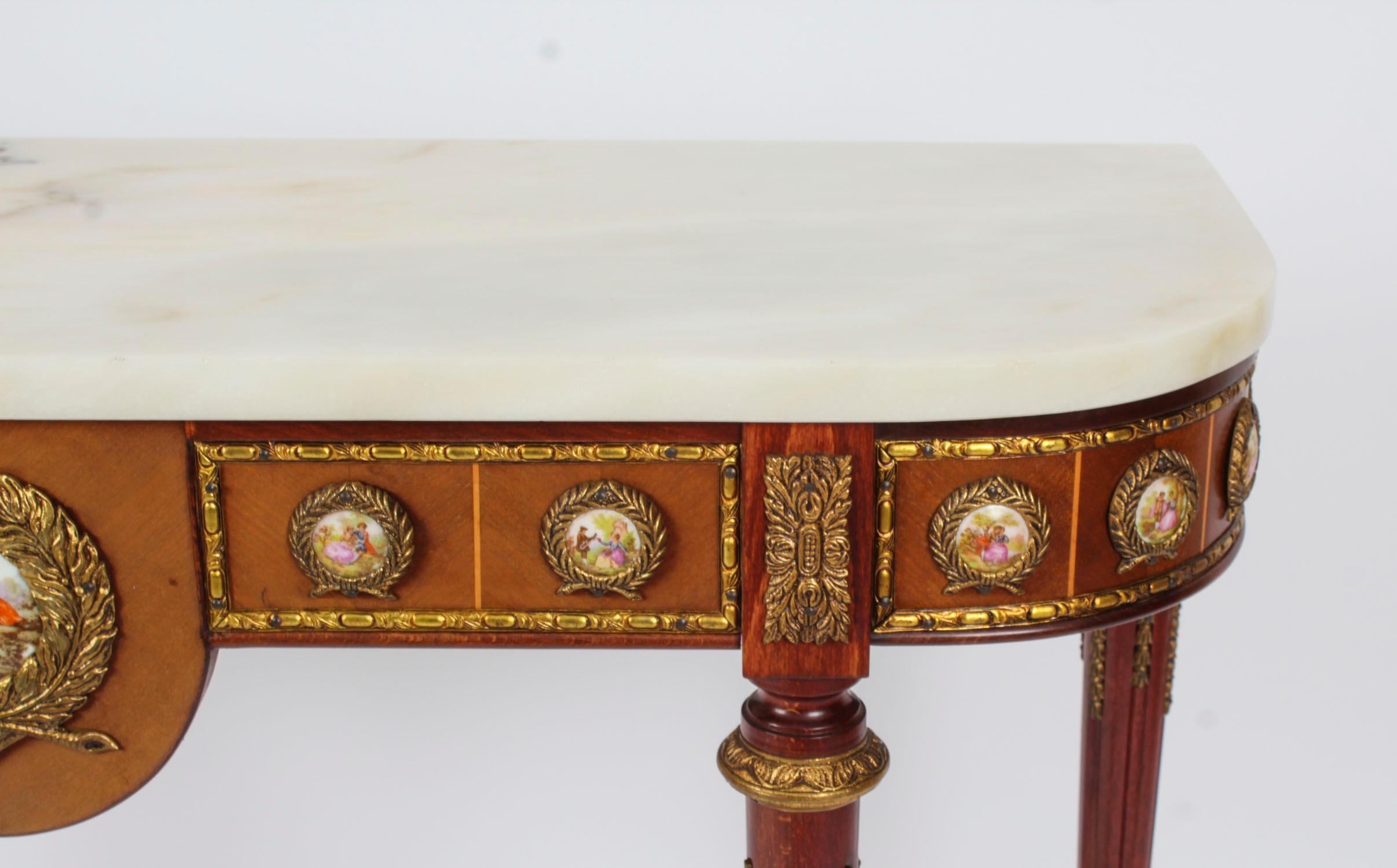 Vintage Ormolu & Porcelain Mounted Console Table by Epstein 20th Century 5