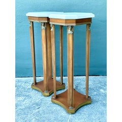 Vintage Ormolu Stone Top Pedestals - A Pair