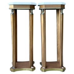 Vintage Ormolu Stone Top Pedestals - A Pair