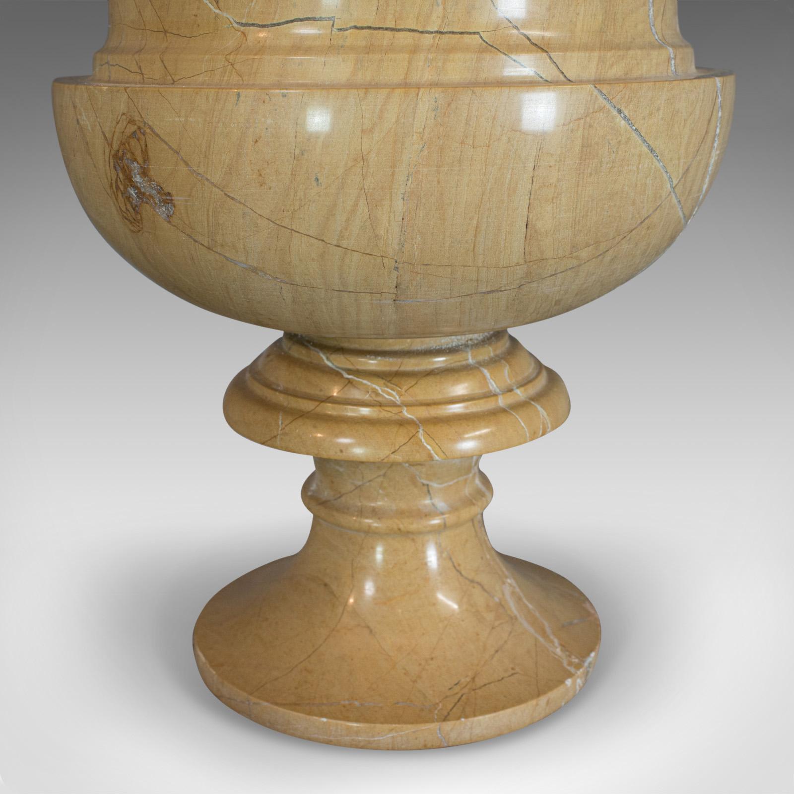 Vintage Ornamental Baluster Urn, English, Golden Pearl Marble, Decorative, Vase For Sale 5