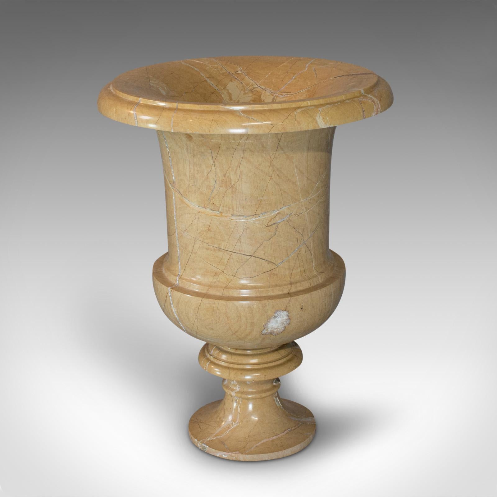 Classical Greek Vintage Ornamental Baluster Urn, English, Golden Pearl Marble, Decorative, Vase For Sale