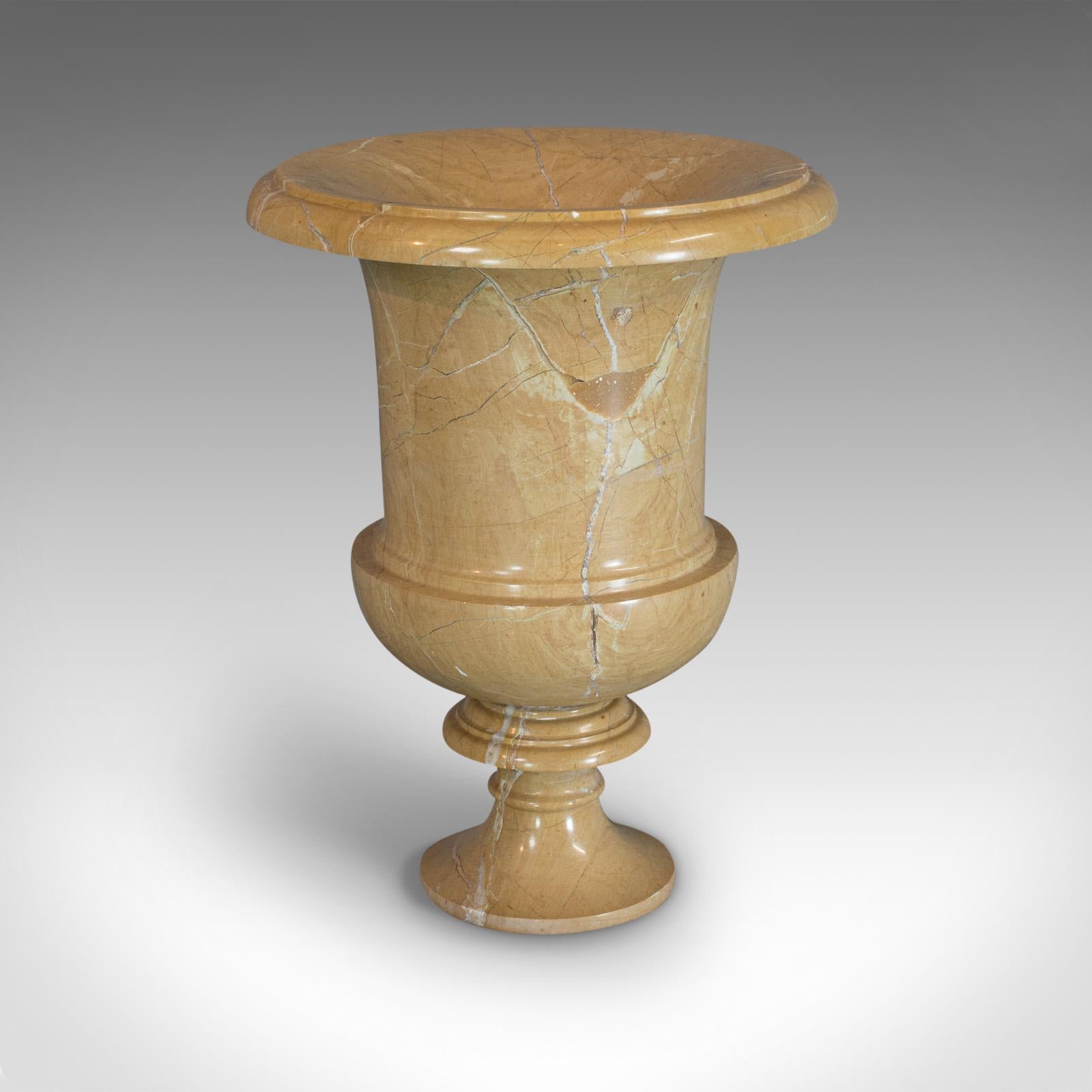 20th Century Vintage Ornamental Baluster Urn, English, Golden Pearl Marble, Decorative, Vase For Sale