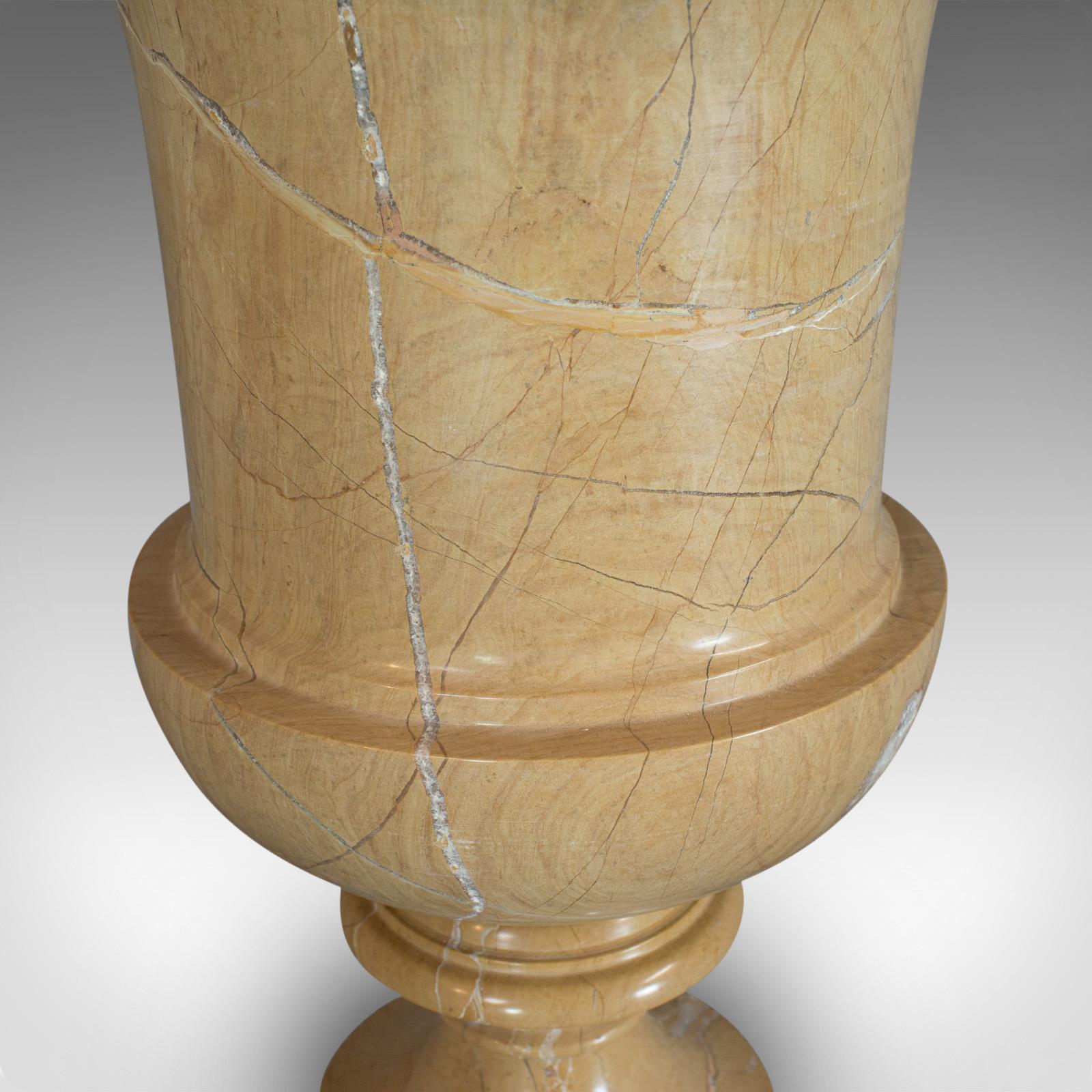 Vintage Ornamental Baluster Urn, English, Golden Pearl Marble, Decorative, Vase For Sale 4