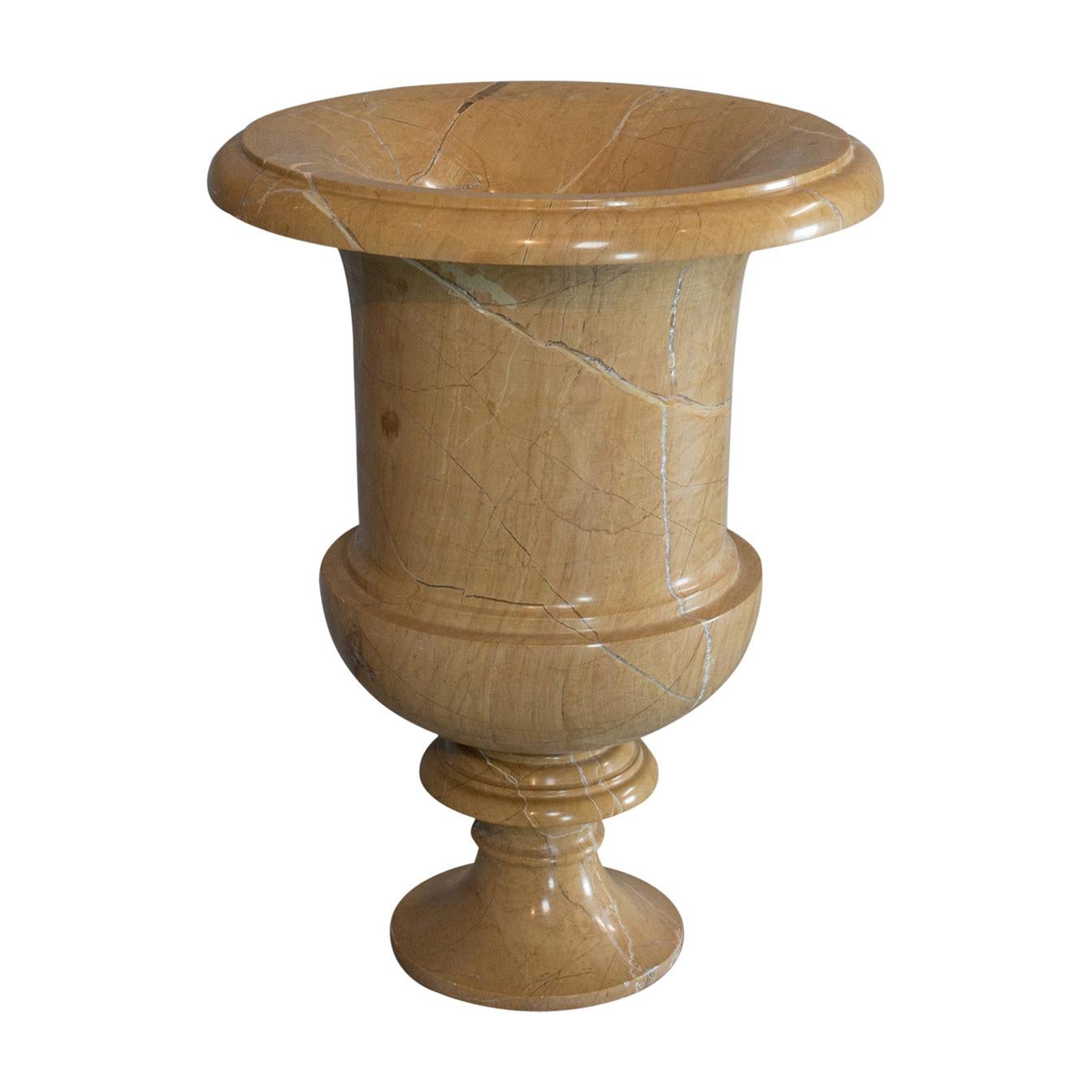 Vintage Ornamental Baluster Urne:: Englisch:: Golden Pearl Marmor:: Dekorativ:: Vase