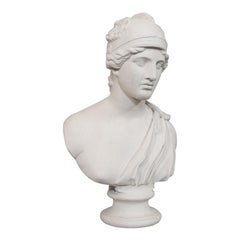Vintage Ornamental Bust, English, Plaster, Portrait, Roman Woman, 20th Century