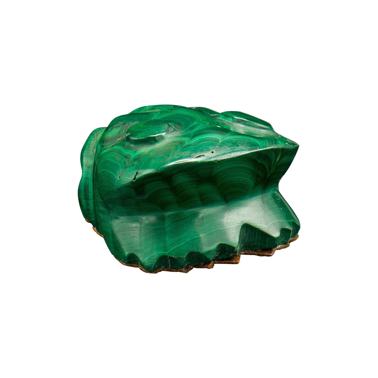 Rana ornamental vintage, china, malaquita, miniatura, art déco tardío, c.1950