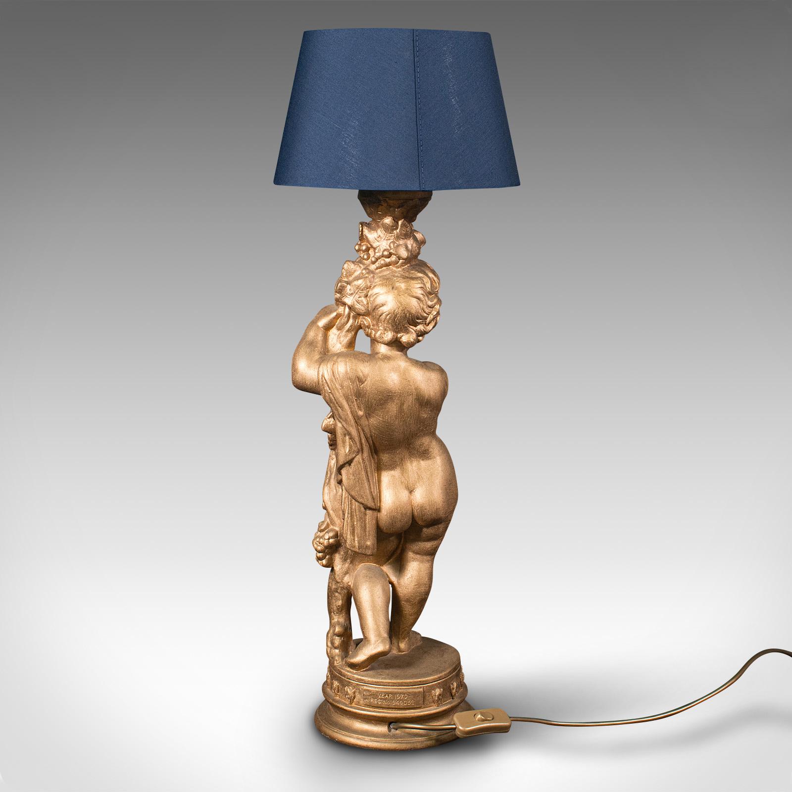 Plâtre Lampe Putto ornementale vintage anglaise, chérubin décoratif, lumière, bureau, table