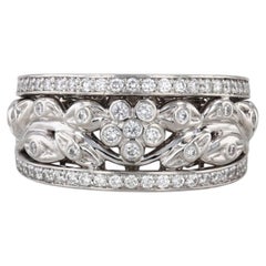 Vintage Ornate 0.58ctw Diamond Flower Ring Platinum Wedding Anniversary Size 6
