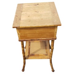 Vintage Ornate Bamboo and woven Raffia Industrial and Work Table