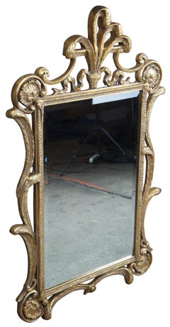 Vintage Ornate Baroque Rococo Gold Gilt Wall Hanging Beveled Scallop Mirror