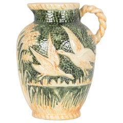 Vintage Ornate Belgian Green Ceramic Vase