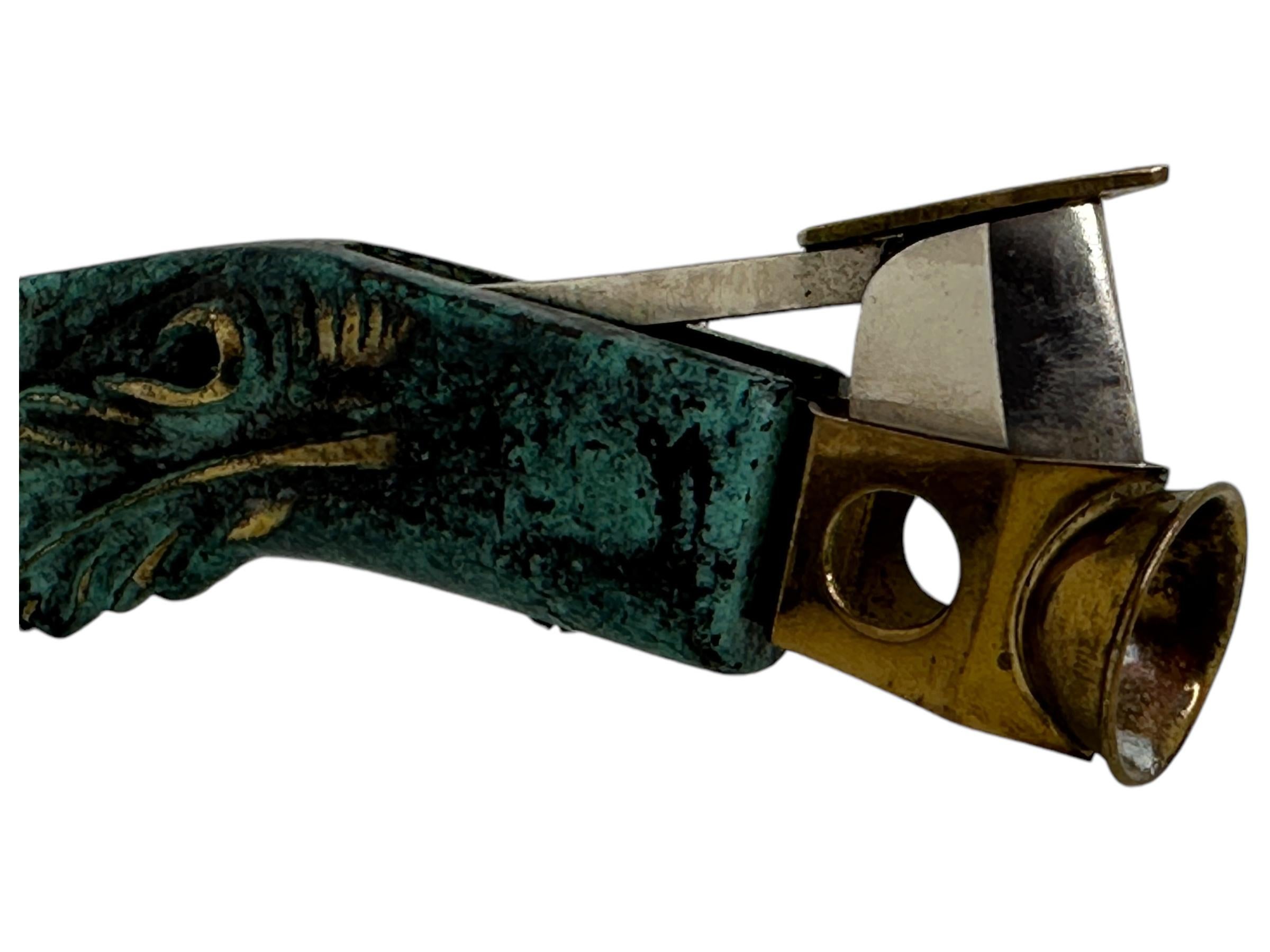 Mid-20th Century Vintage Ornate Brass Bronze Handle Cigar Cutter Pfeilring Germany 1940s or older