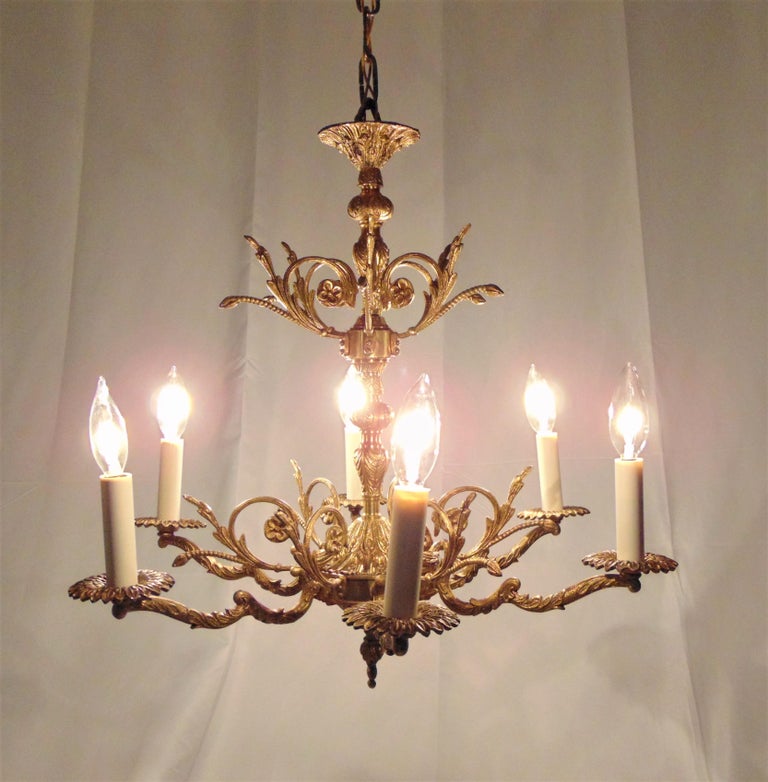 Vintage Ornate Brass Chandelier made in Spain For Sale at 1stDibs
