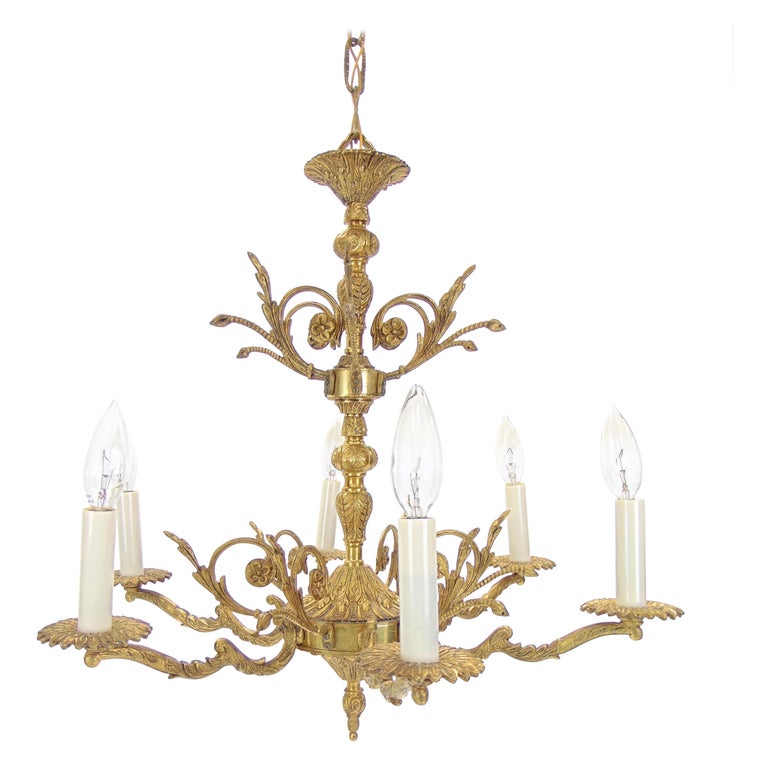 Vintage Ornate Brass Chandelier made in Spain For Sale at 1stDibs