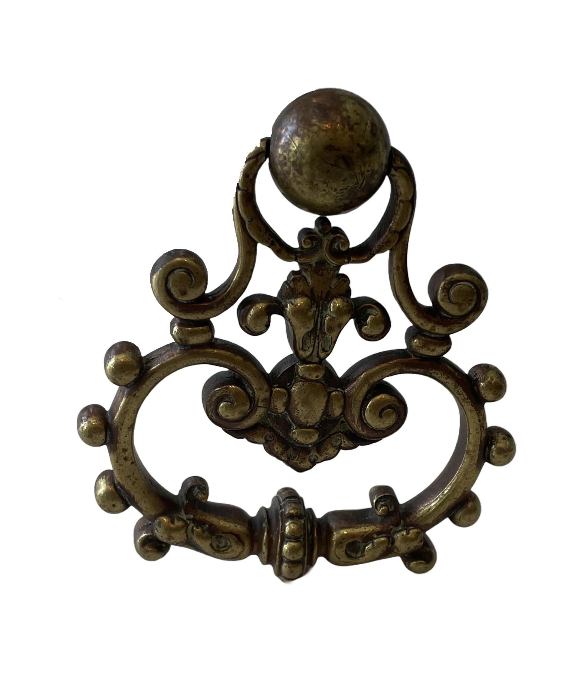 Italian Vintage Ornate Bronze Door Knocker For Sale