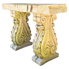 Vintage Ornate Cement Console Table