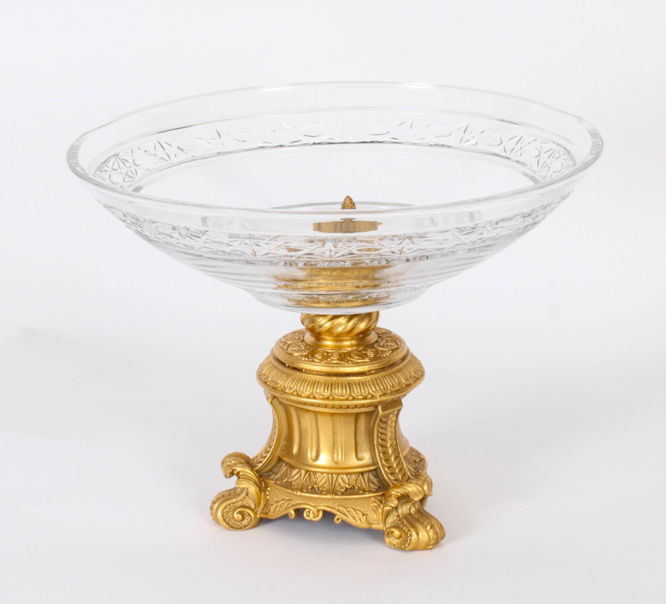 A beautiful vintage  cut glass and ormolu dish that would make a stunning centrepiece, late 20th Century in date.

The craftsmanship is second to none throughout all aspects of this piece and it is sure to add an unparalleled touch of class to any