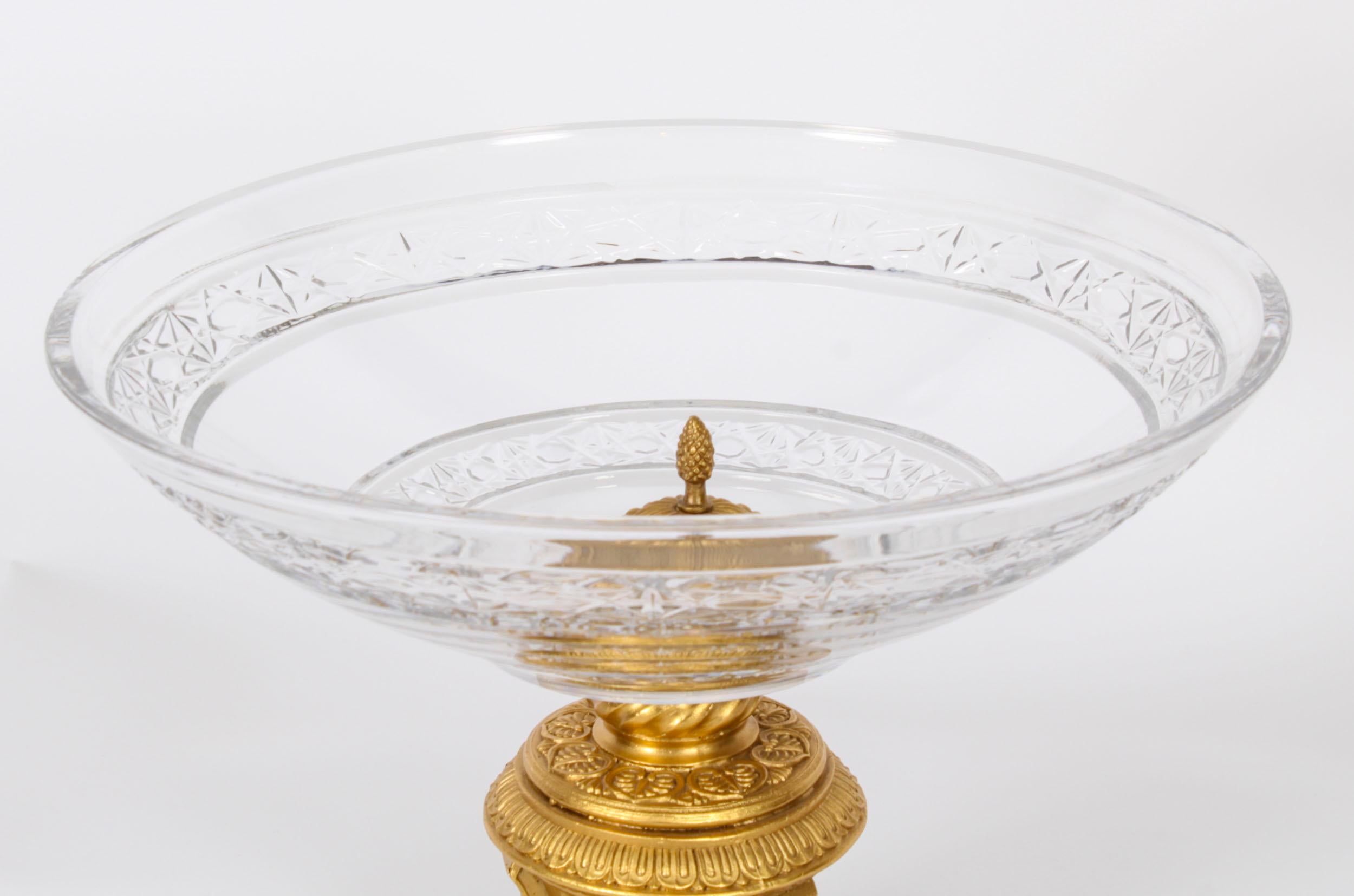 English Vintage Ornate Cut Glass & Ormolu Centrepiece Dish 20th Century For Sale