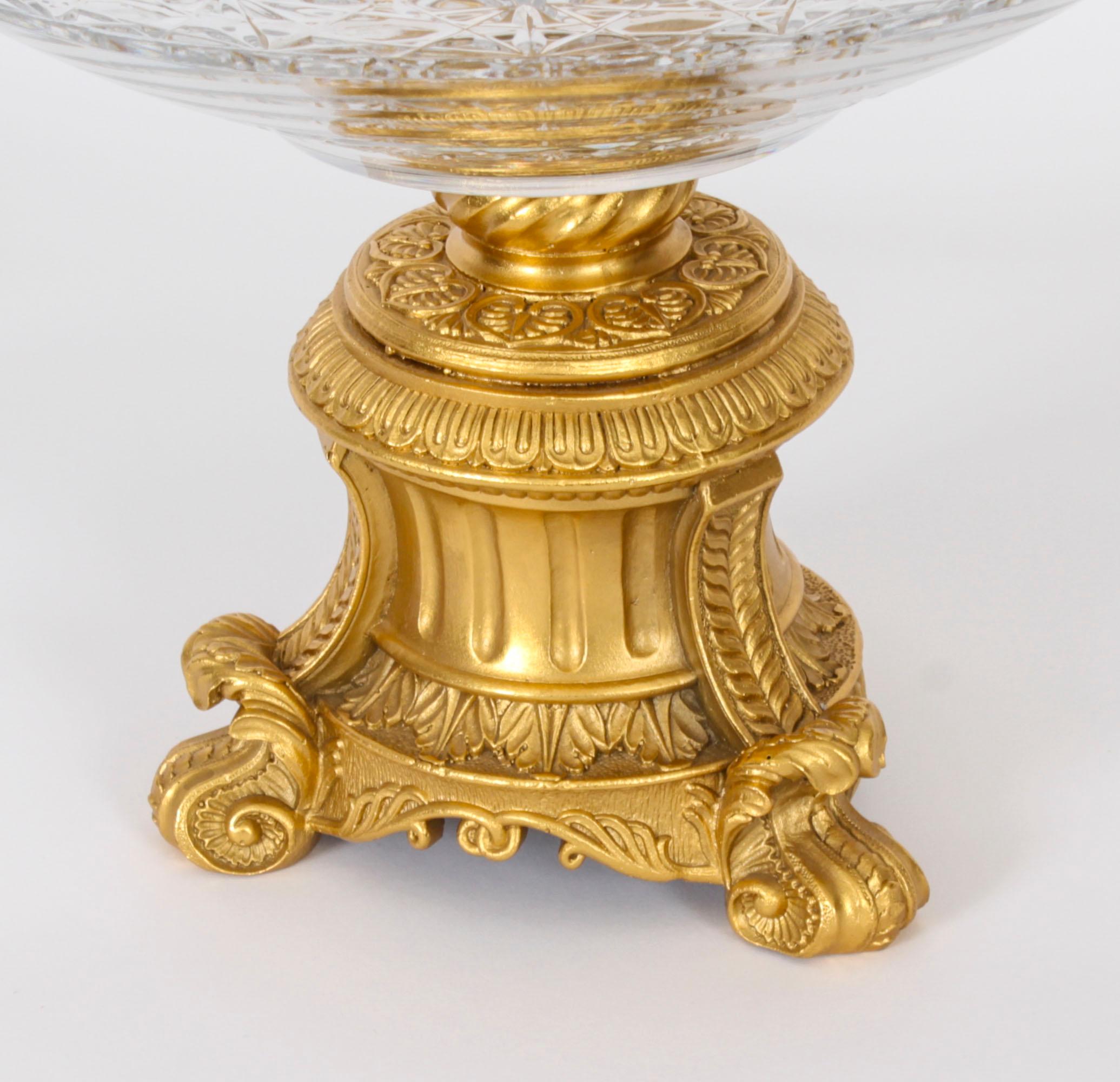 Vintage Ornate Cut Glass & Ormolu Centrepiece Dish 20th Century In Good Condition For Sale In London, GB