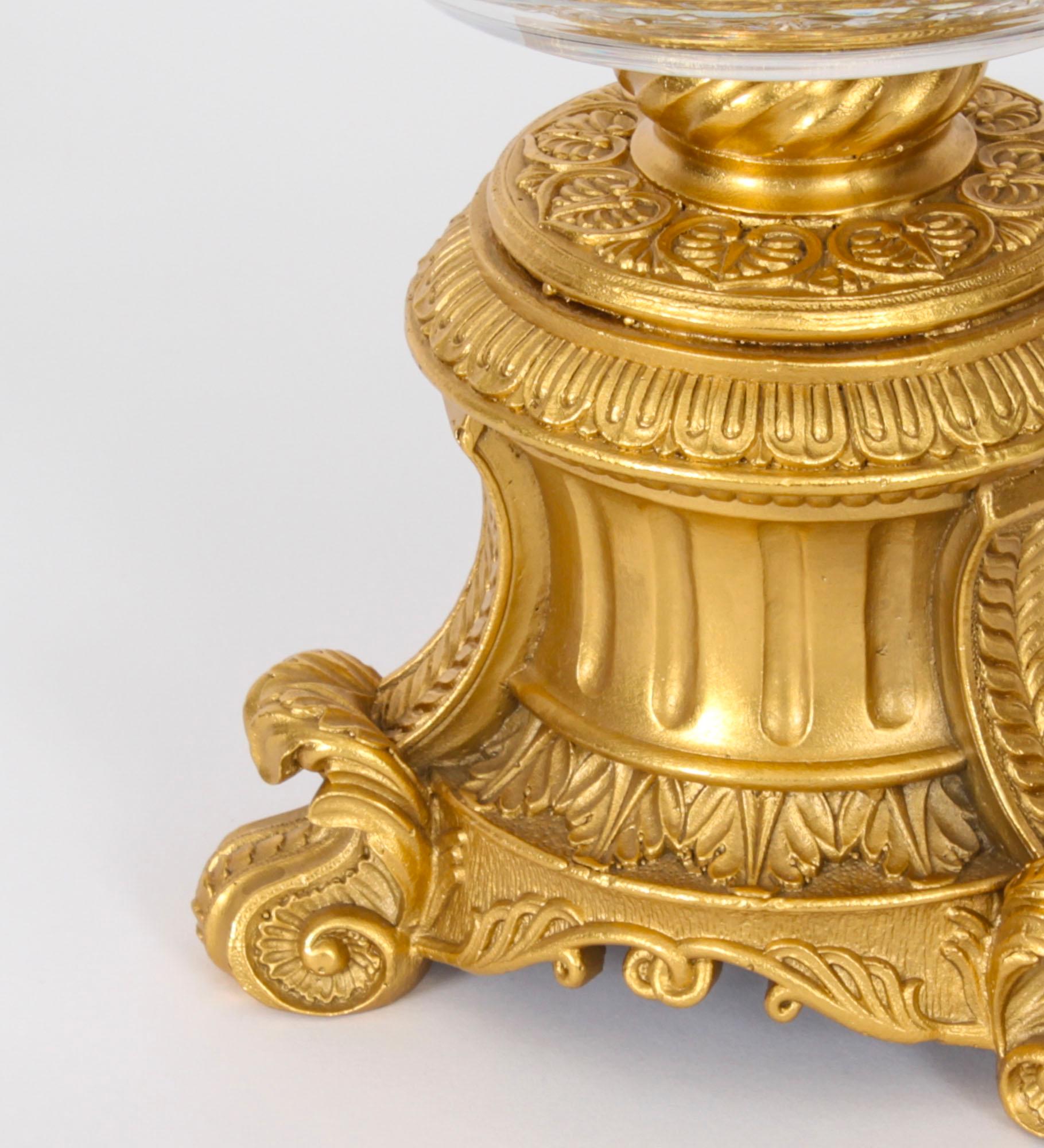 Late 20th Century Vintage Ornate Cut Glass & Ormolu Centrepiece Dish 20th Century For Sale
