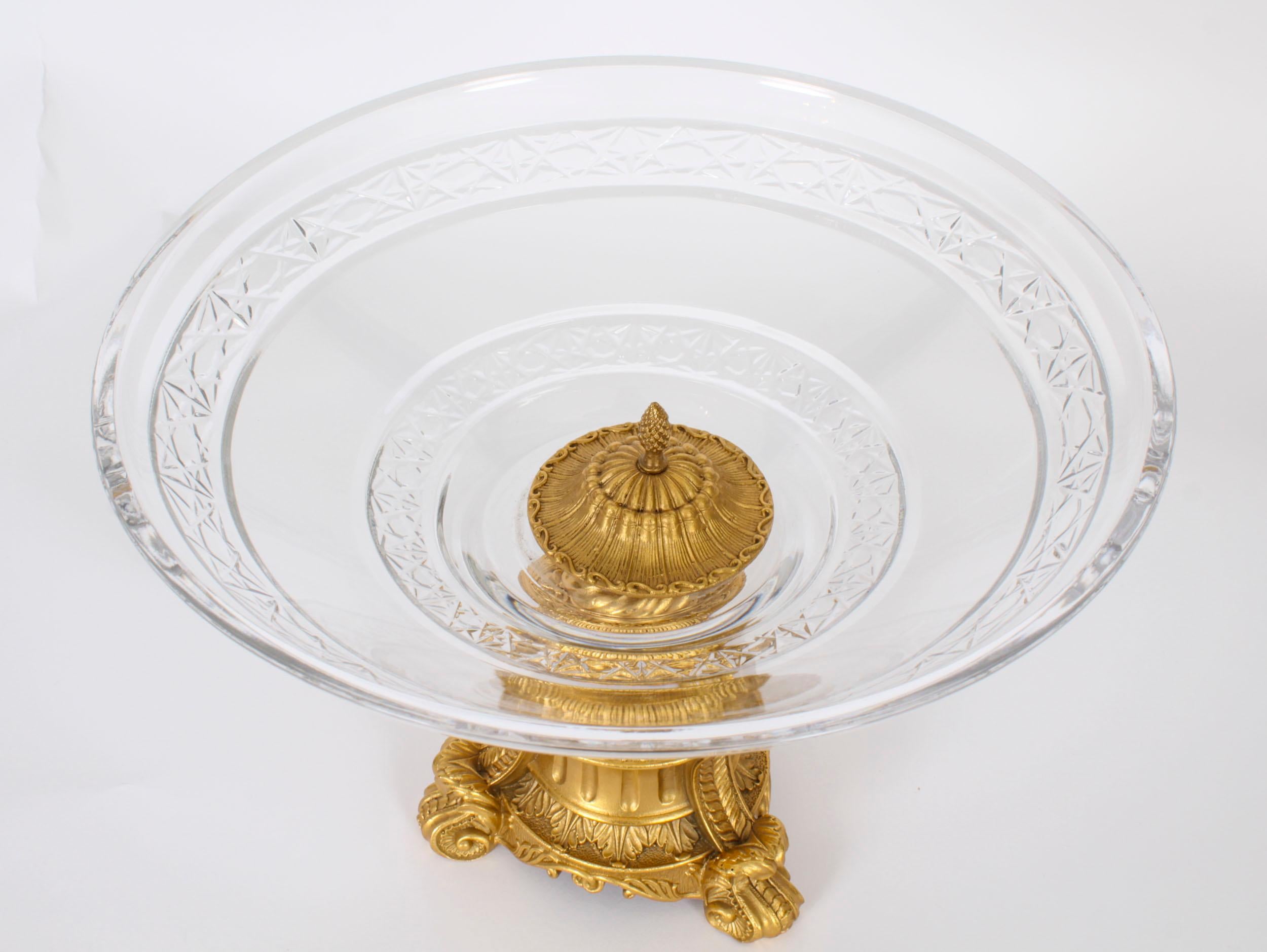 Vintage Ornate Cut Glass & Ormolu Centrepiece Dish 20th Century For Sale 1