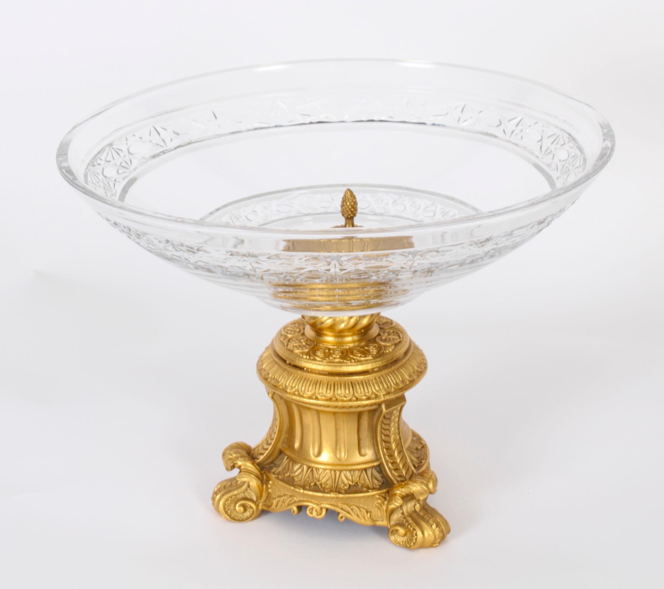 Vintage Ornate Cut Glass & Ormolu Centrepiece Dish 20th Century For Sale 3