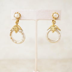 Vintage Ornate Filigree Baroque Pearl Hoop Earrings by Miriam Haskell, 1950s