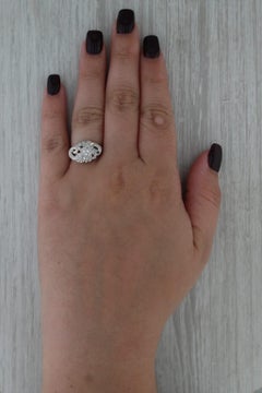 Vintage-Diamantring mit kunstvollem Blumenmuster, 14 Karat Weißgold, Größe 7,75