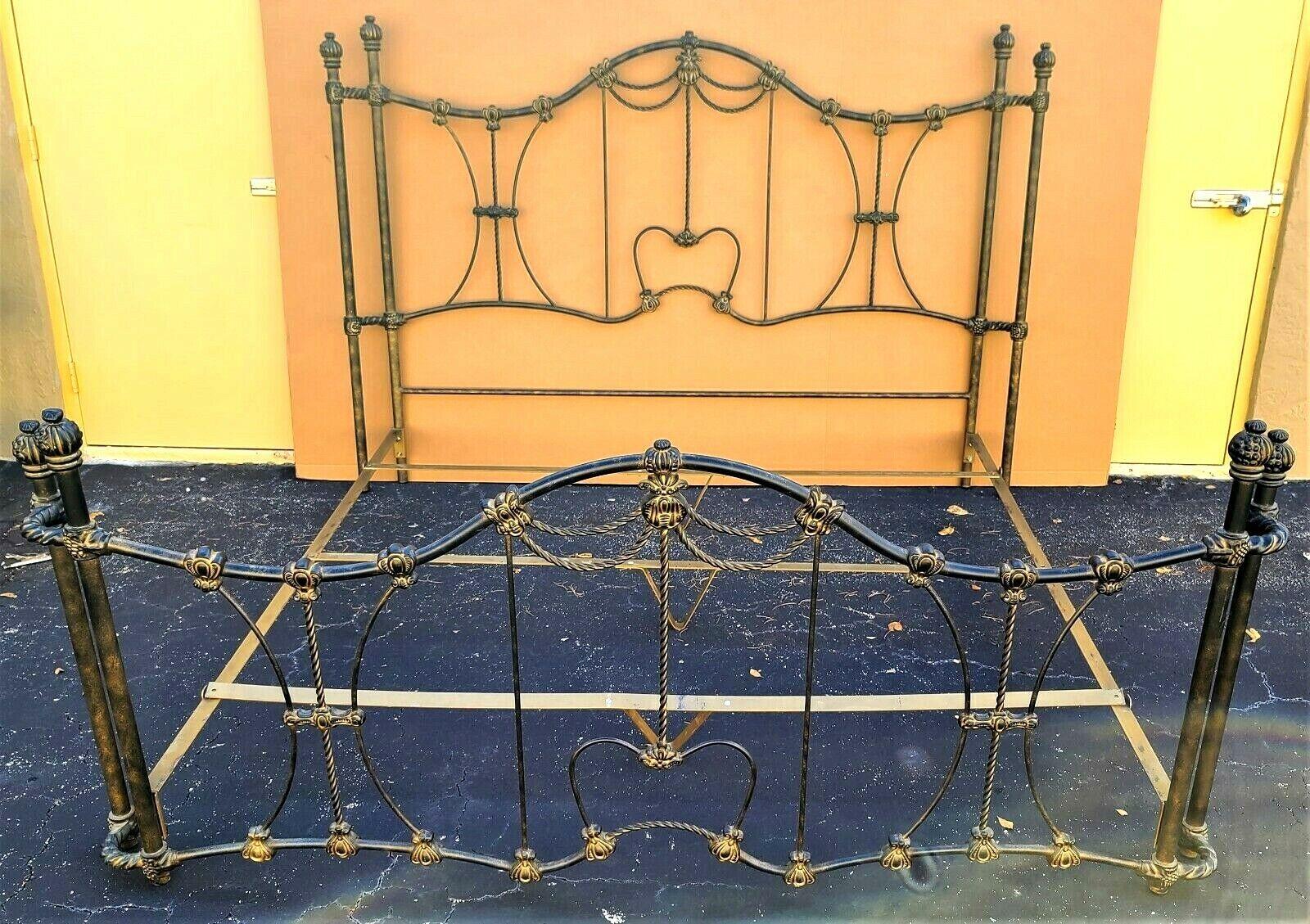 For full item description click on continue reading at the bottom of this page.

Offering one of our recent Palm Beach estate fine furniture acquisitions of a
magnificent vintage ornate French style patinated iron/metal king size 8 post