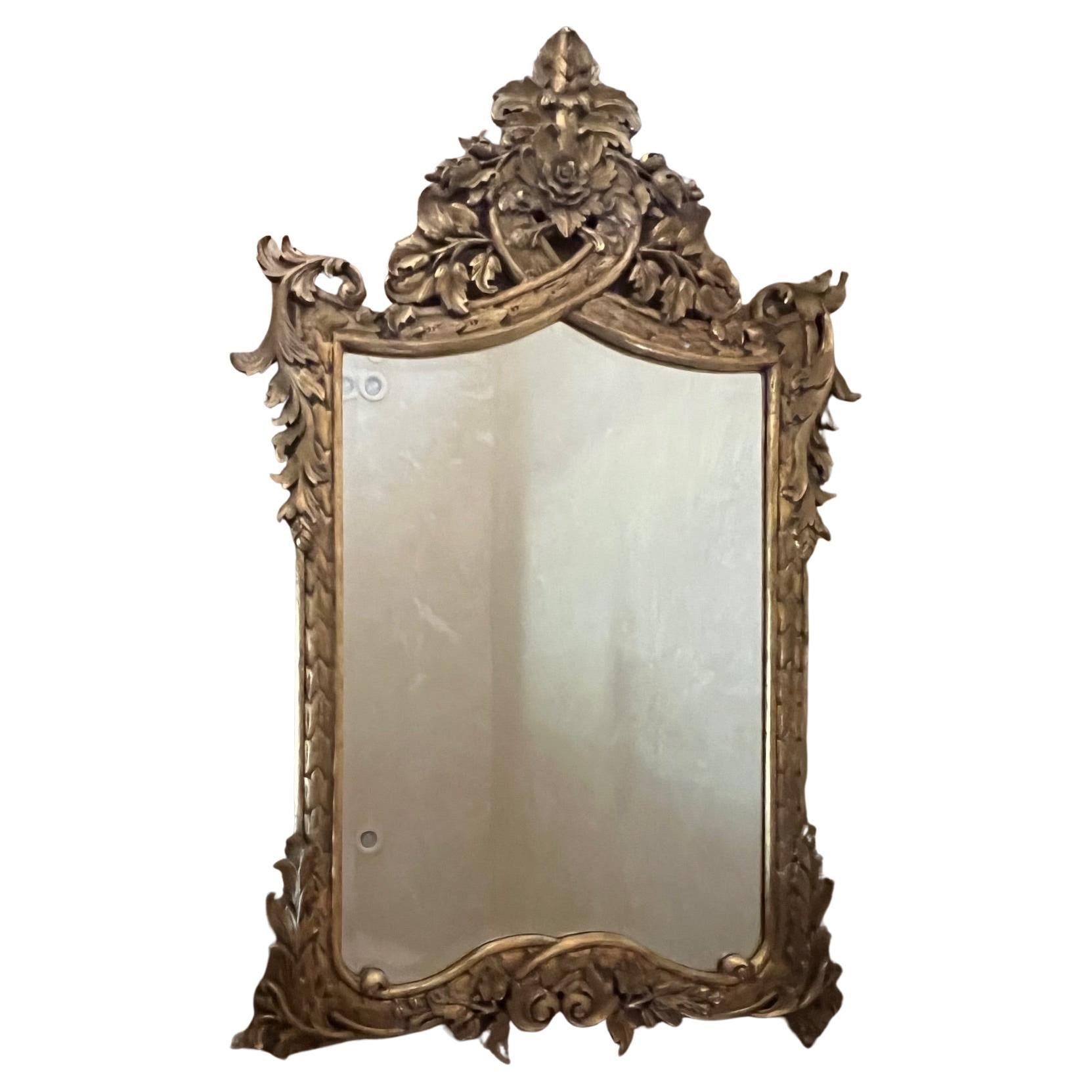Specchio smussato ornato in stile francese vintage in vendita