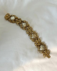 Bracciale d'oro ornato d'epoca con perle barocche, nello stile di Buccellati