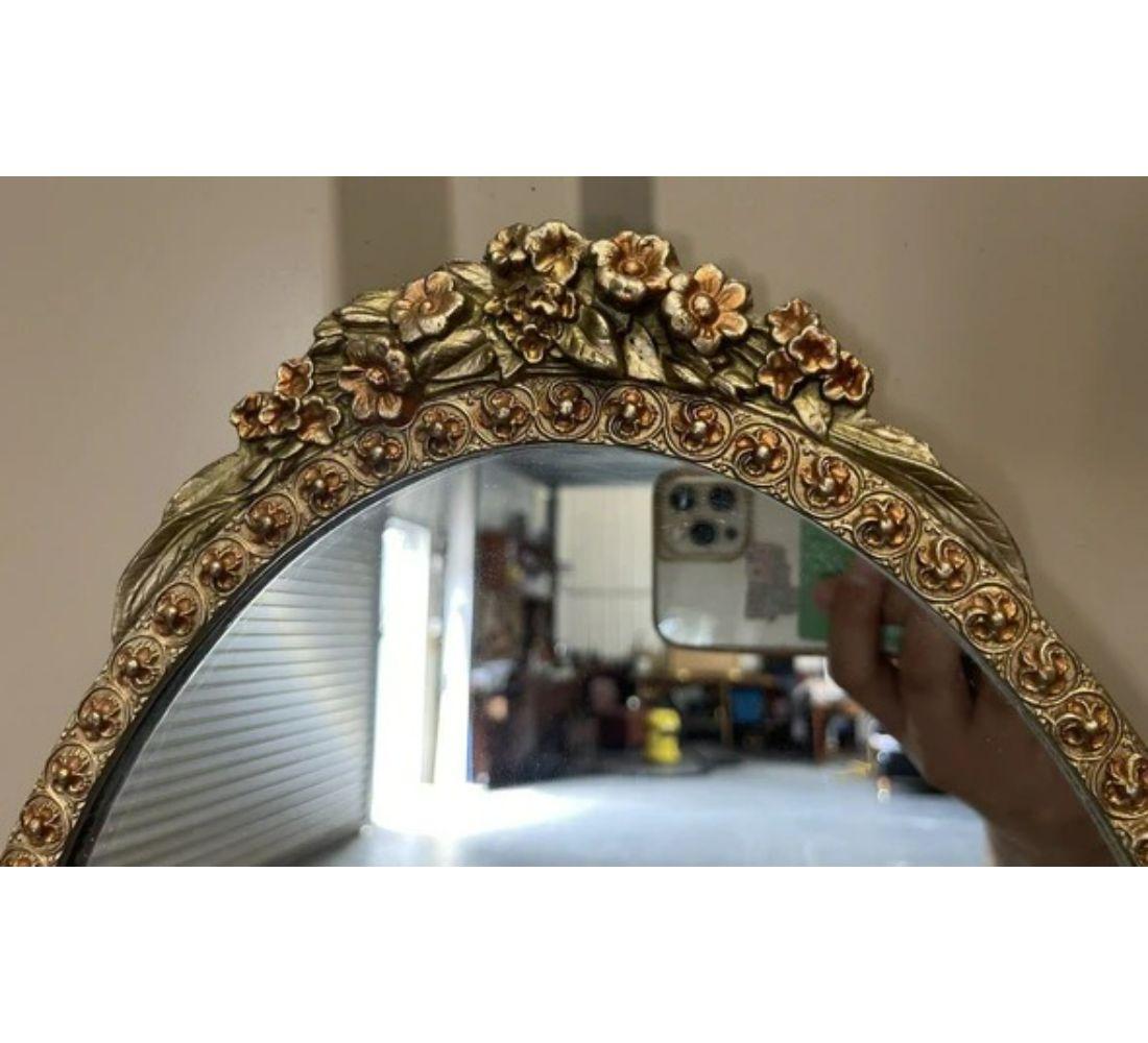 Hand-Crafted Vintage Ornate Gold Gilded Plaster Oval Mirror