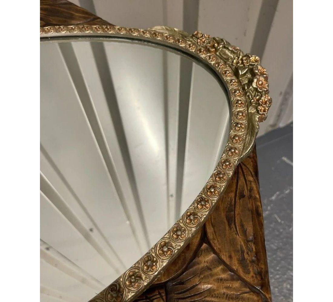 Vintage Ornate Gold Gilded Plaster Oval Mirror 1