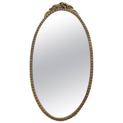 Vintage Ornate Gold Gilded Plaster Oval Mirror