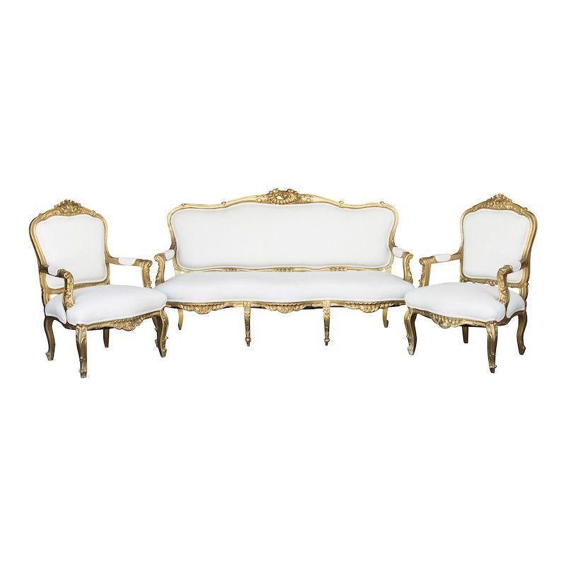 Vintage Ornate Gold Wood Couch In Good Condition For Sale In Fullerton, CA