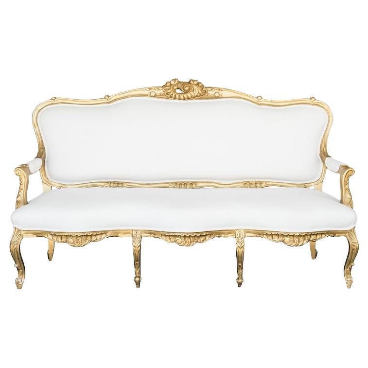 Vintage Ornate Gold Wood Couch For Sale