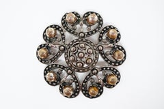 Vintage Ornate Gunmetal Gothic Victorian Revival Brooch by Florenza, circa 1960