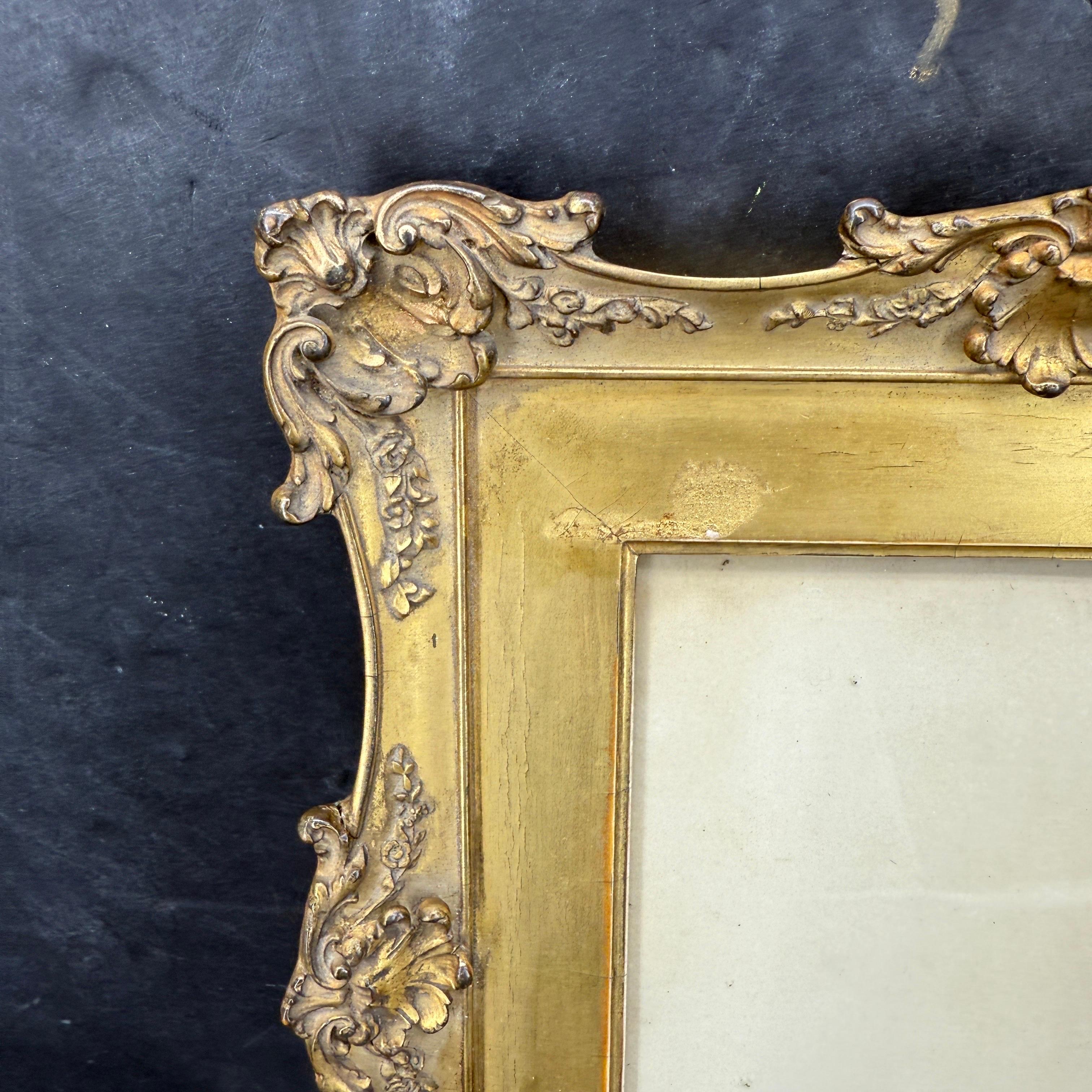 Cornice d'arte rettangolare dorata in stile rococò d'epoca in vendita 4
