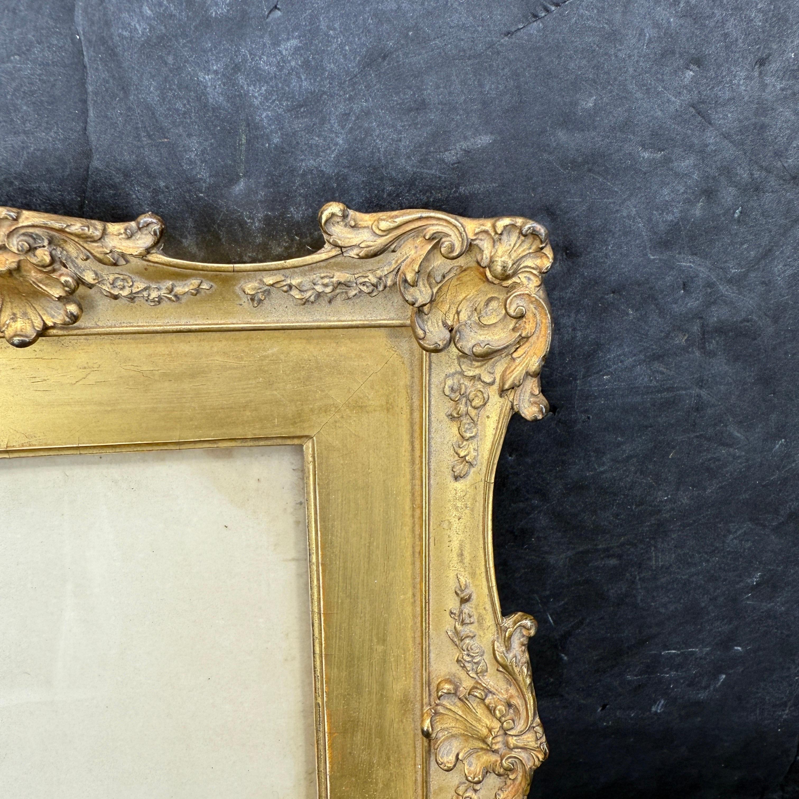 Cornice d'arte rettangolare dorata in stile rococò d'epoca in vendita 5