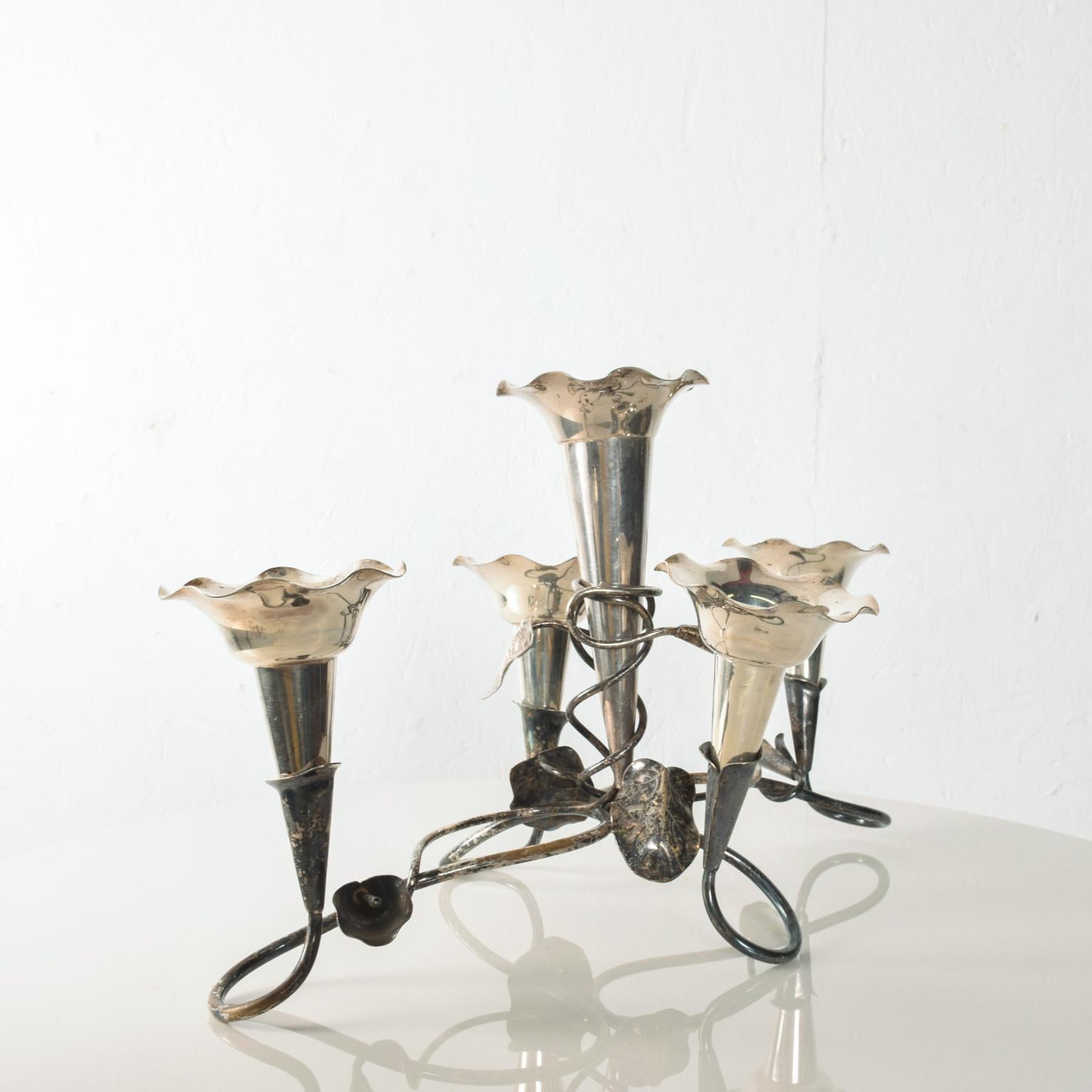 Mid-20th Century Antique Epergne Sterling Vase Candelabra 5 Candle Holder by MAPPIN and WEBB