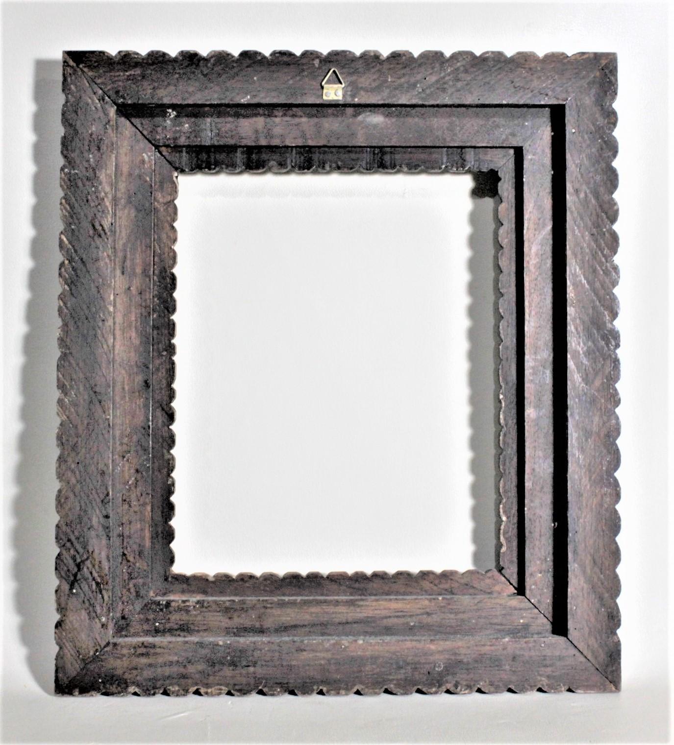 Polish Vintage Ornately Hand Carved Wooden Folk Art Styled Picture Frame