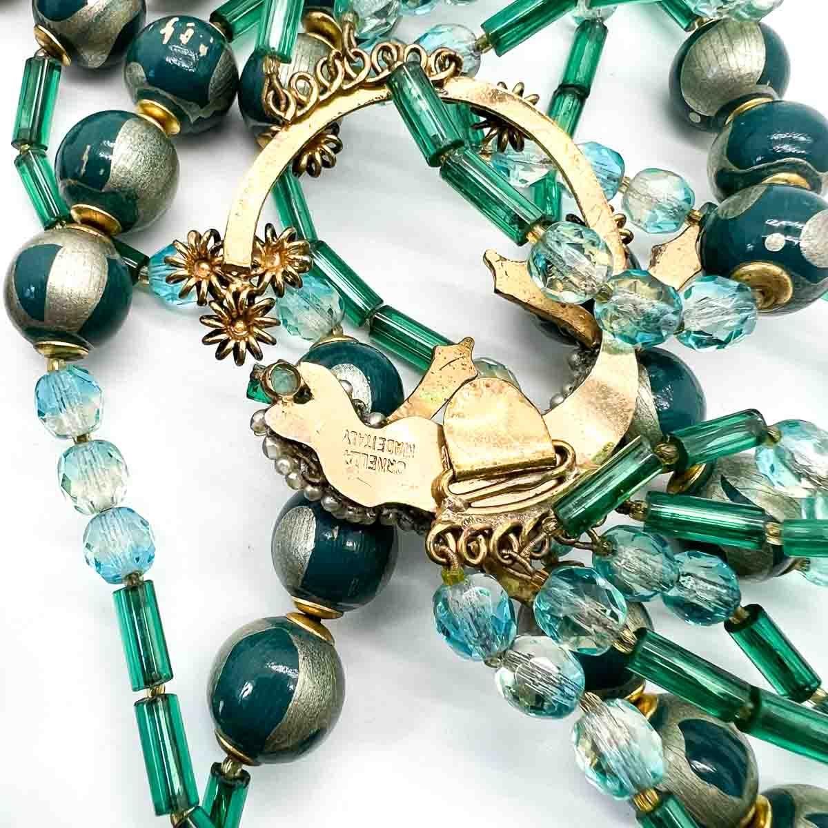 Vintage Ornella Italy Bird of Paradise Clasped Multirow Necklace 1960s For Sale 2