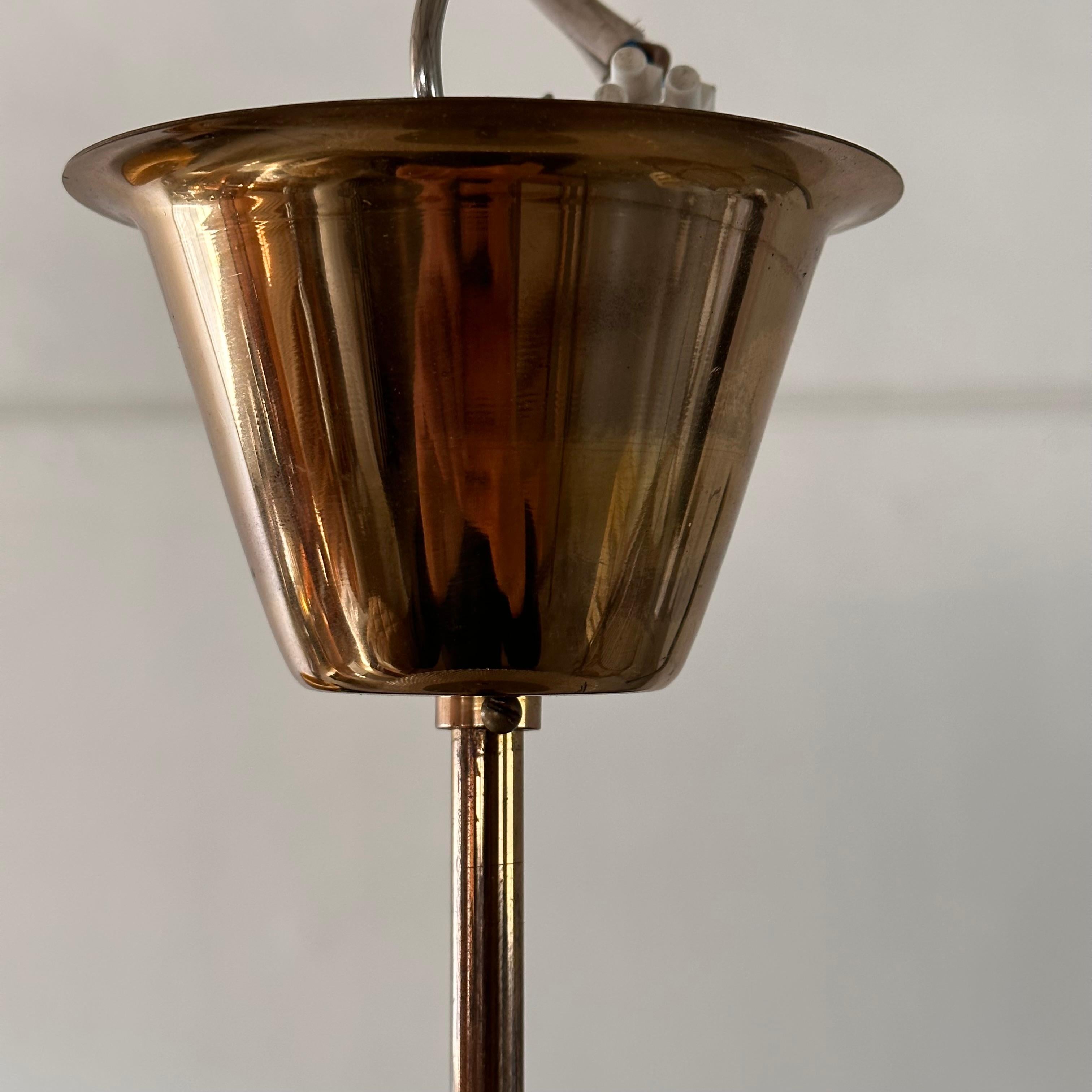 Vintage Orrefors Brass and Crystal Ceiling Lamp by Carl Fagerlund, Sweden, 1960s 5