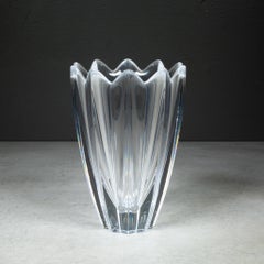 Vintage Orrefors Crystal Fleur Vase, Signed, Sweden