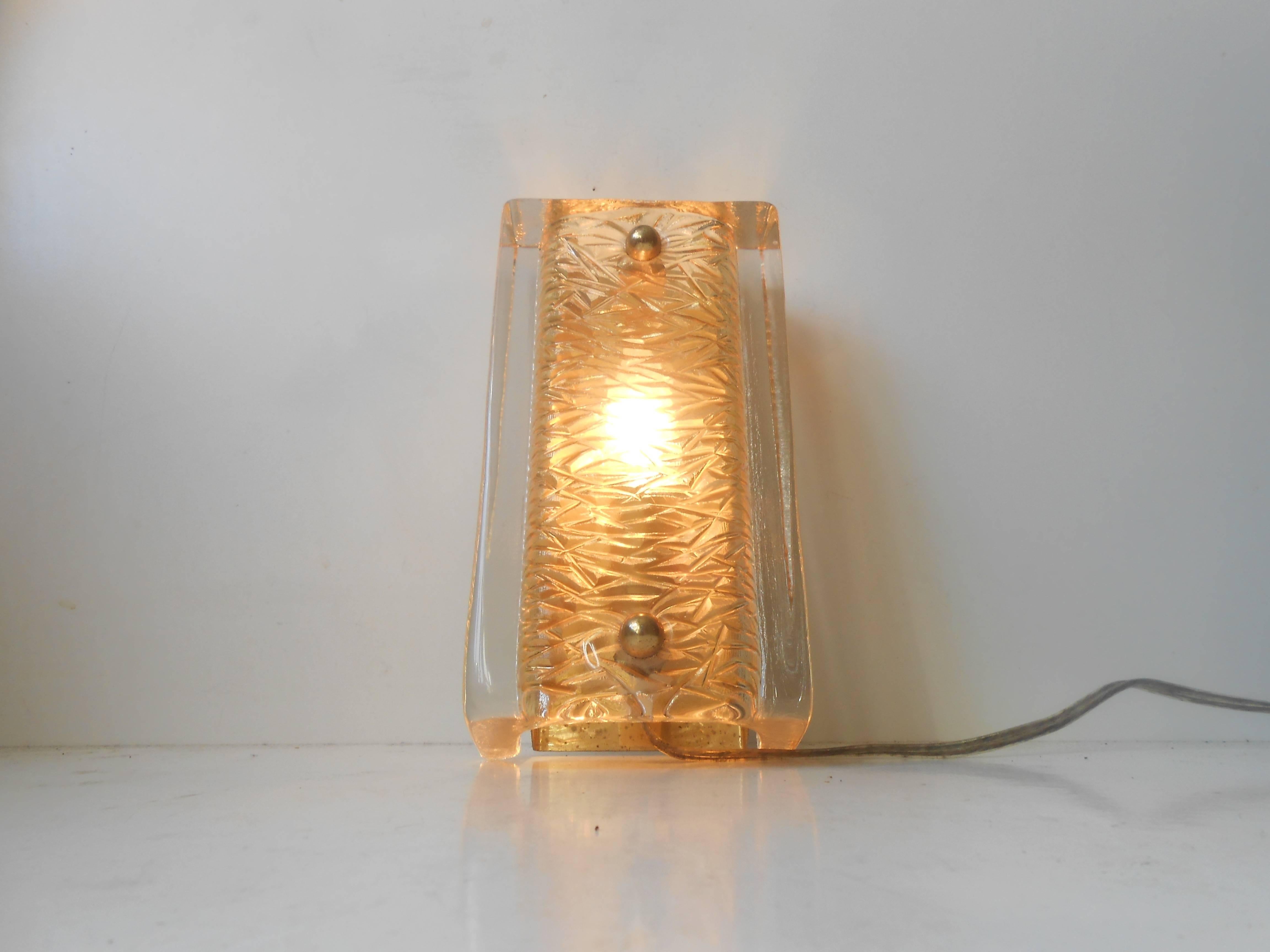 Vintage Orrefors Crystal Sconce with Encapsulated Gold Dust by Carl Fagerlund In Good Condition In Esbjerg, DK