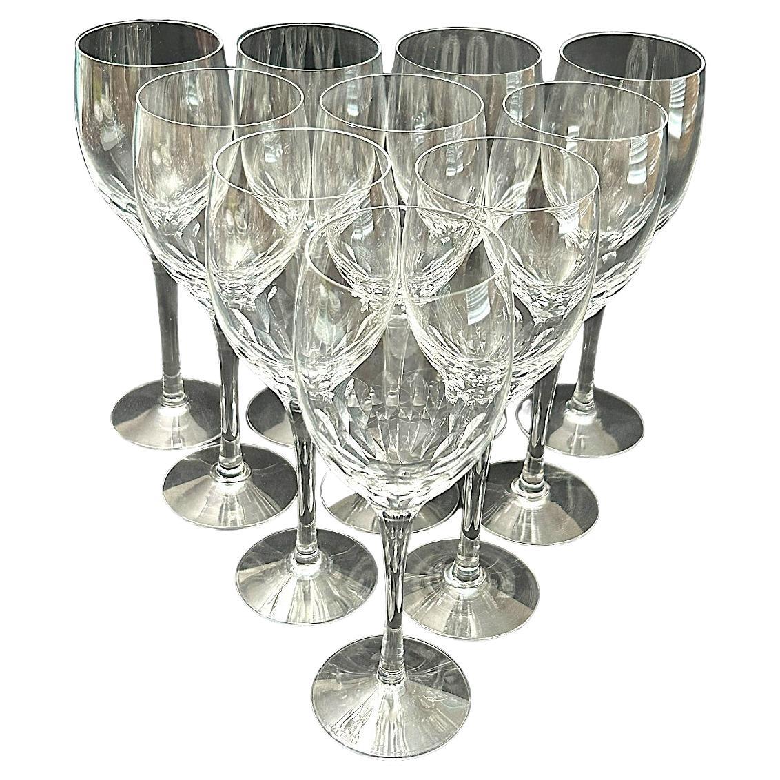 Vintage Orrefors “Prelude” Crystal Clear Wine Glasses (10 pcs) For Sale