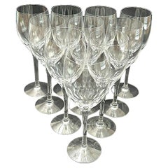 Retro Orrefors “Prelude” Crystal Clear Wine Glasses (10 pcs)